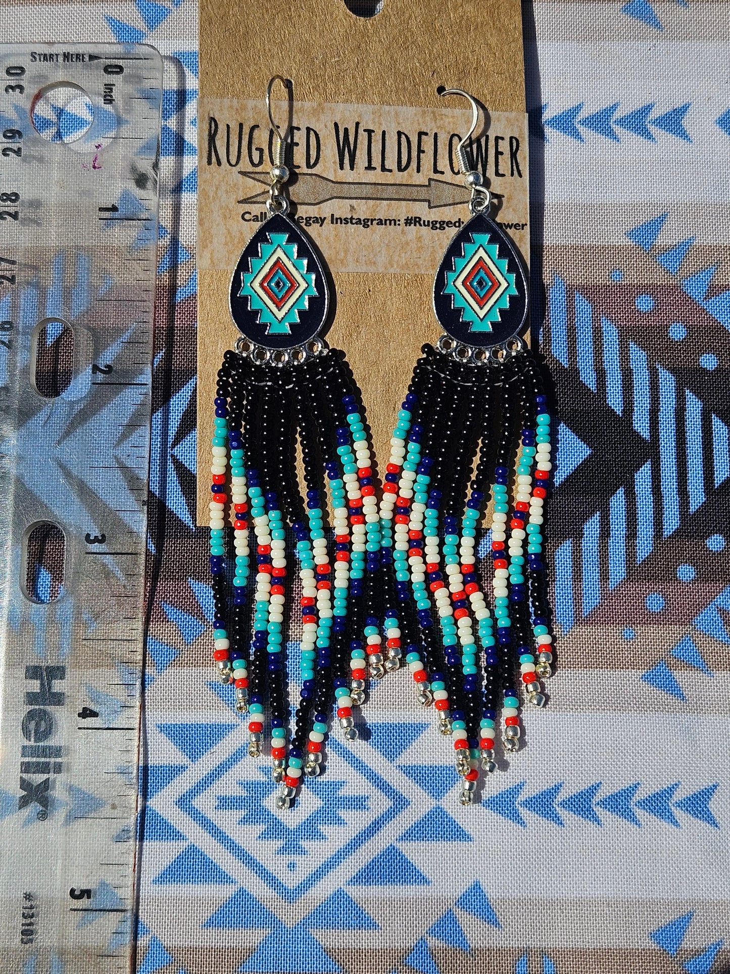 Black and blue earrings