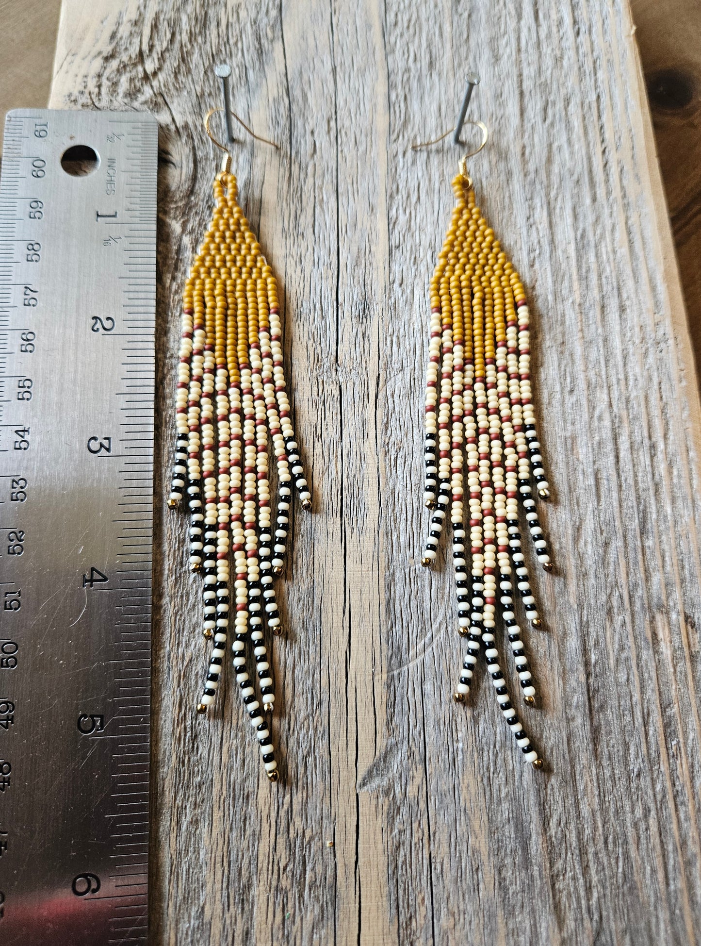 Mustard Feather Earrings