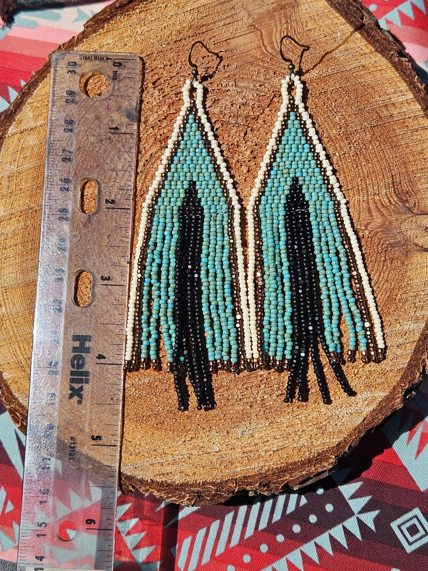Large triangle fringe earrings