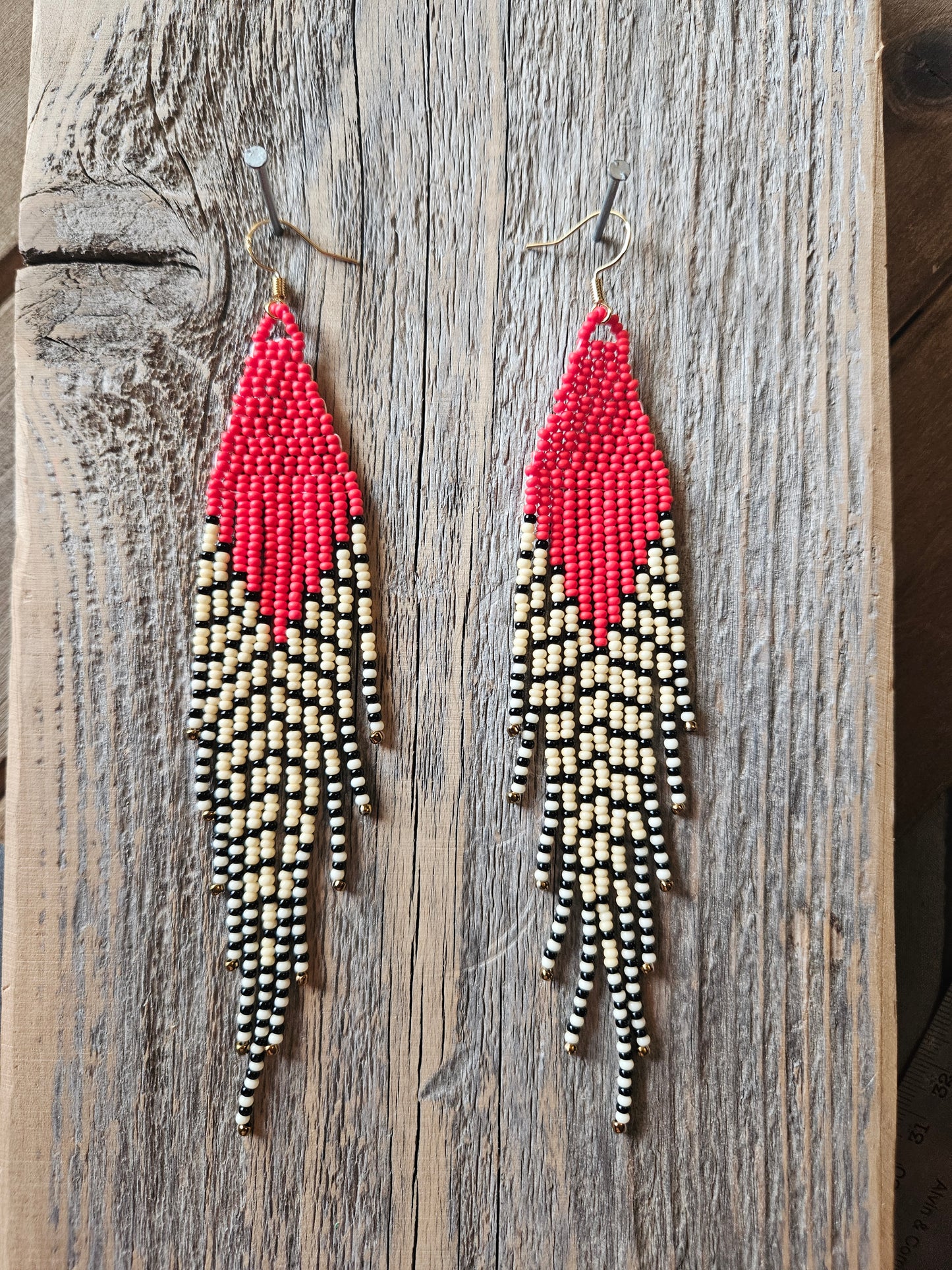Red Matte medium Feather Earrings