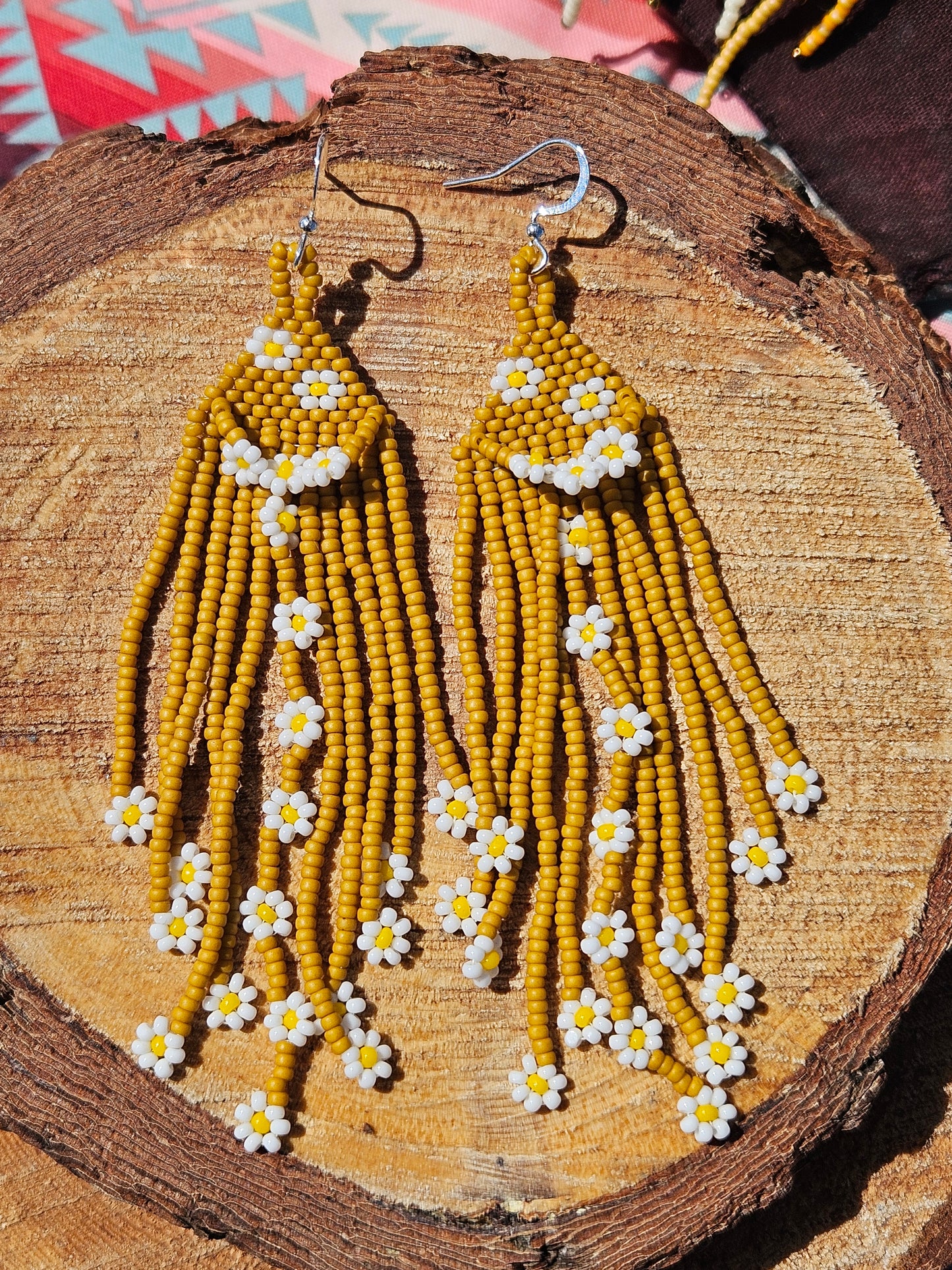 Mustard daisy earrings
