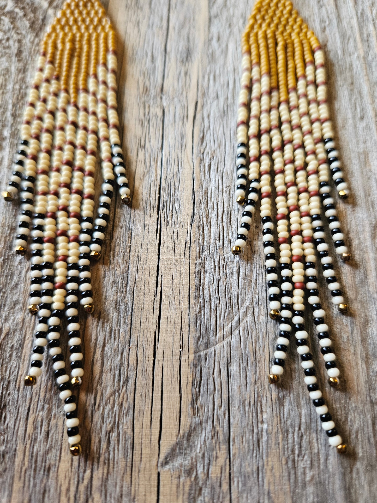Mustard Feather Earrings