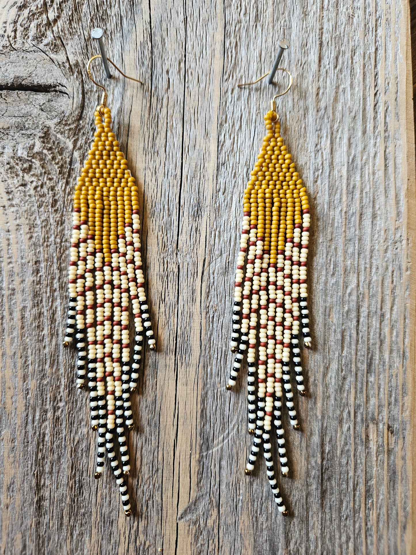 Mustard Feather Earrings