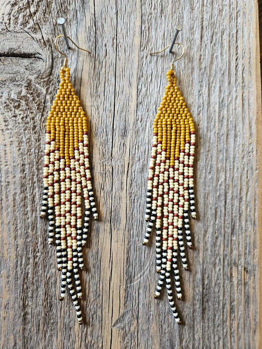 Mustard Feather Earrings
