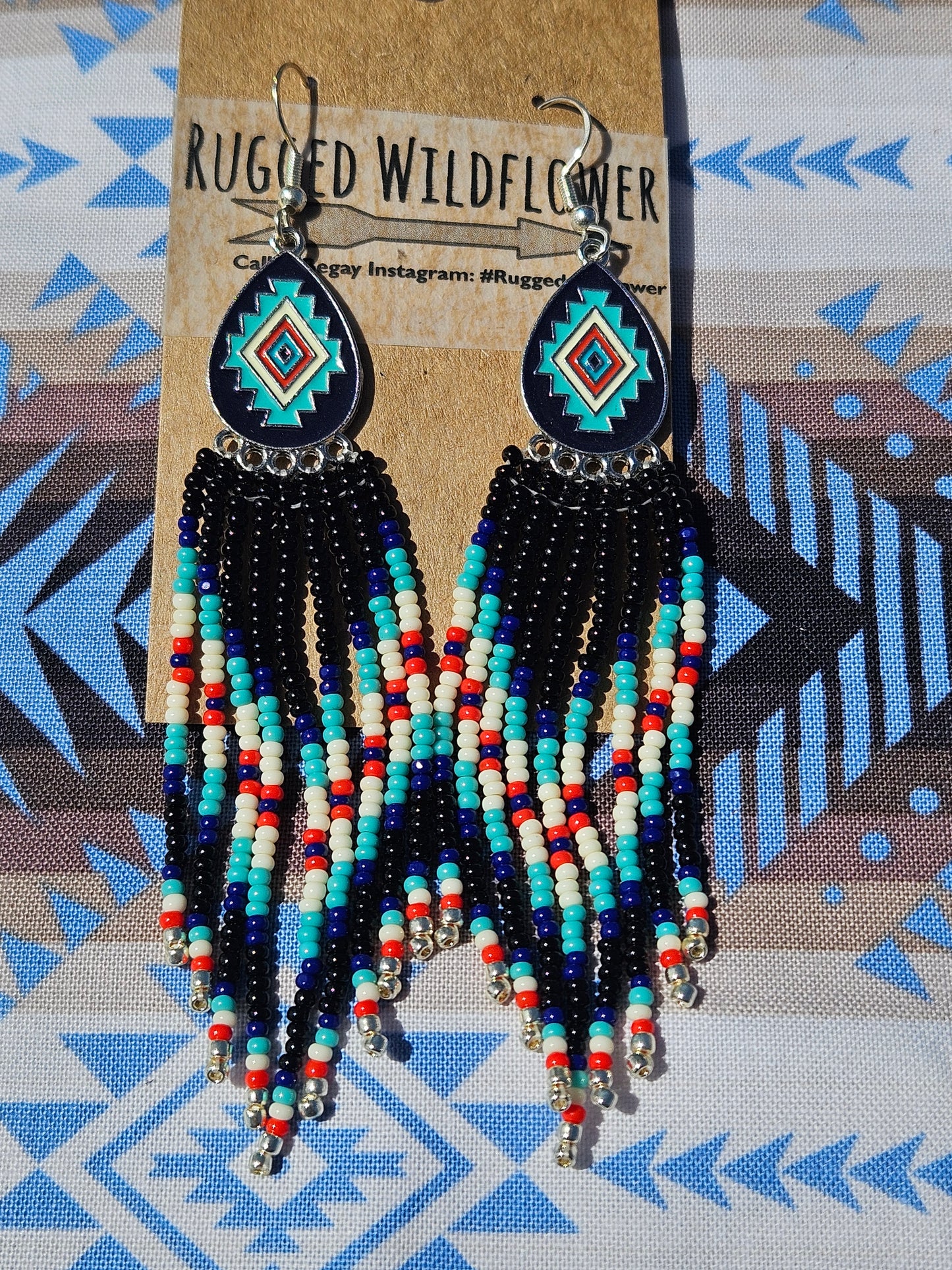 Black and blue earrings