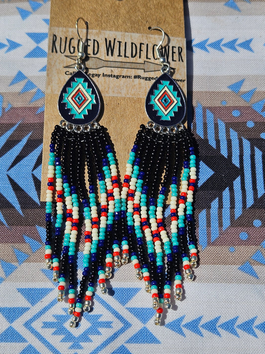 Black and blue earrings