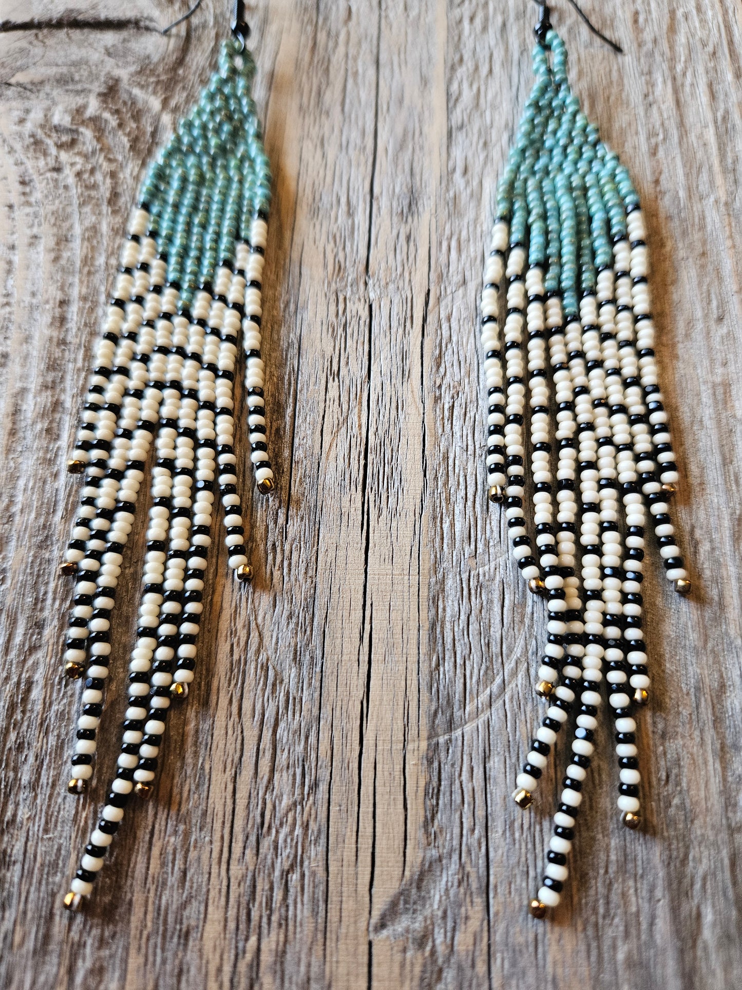 Green Turquoise Feather Earrings