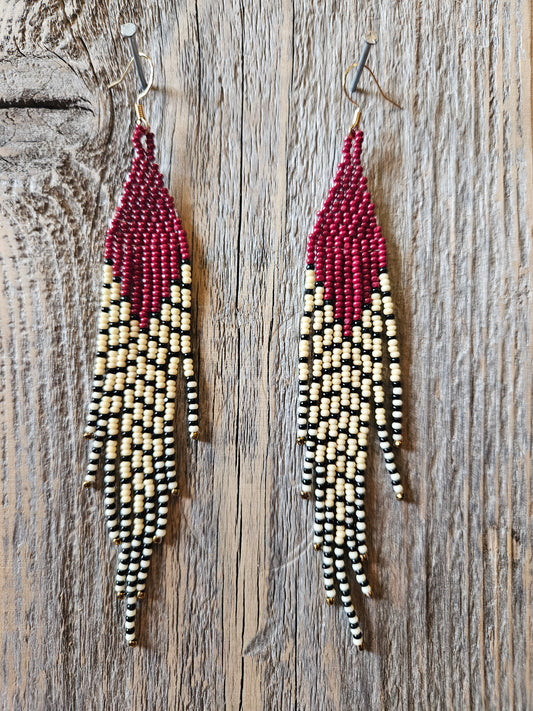 Maroon Feather Earrings